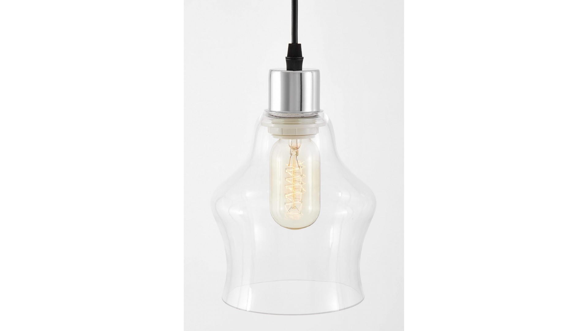 nowoczesna lampa sufitowa wisząca chrom z profilowanym kloszem ze szkła idealna nad stół jadalniany producent Lampit model Moro 