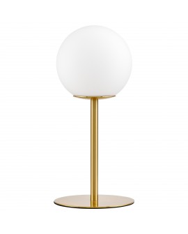 LAMPA STOŁOWA BIURKOWA NOWOCZESNA ZŁOTO SZCZOTKOWANE BIAŁA KULA FREDICA
