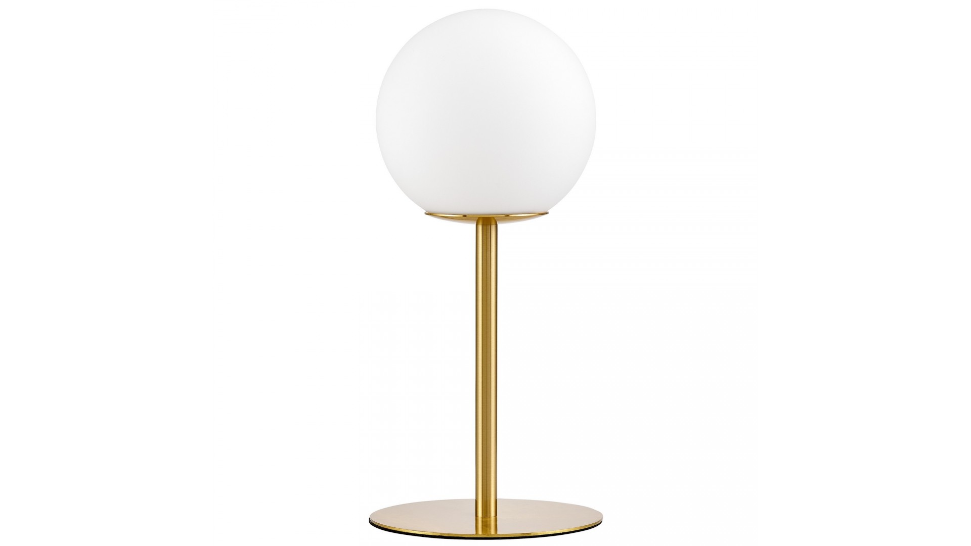 Lampa stołowa biurkowa nowoczesna w kolorze złota szczotkowanego biała kula fredica lumina deco