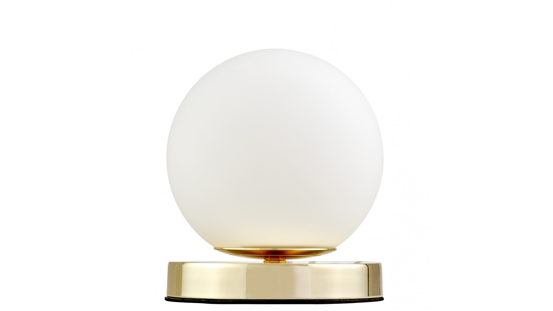 Nowoczesna lampa stołowa Fredica W1 z dużą białą kulą na złotej podstawie w stylu minimalistycznym