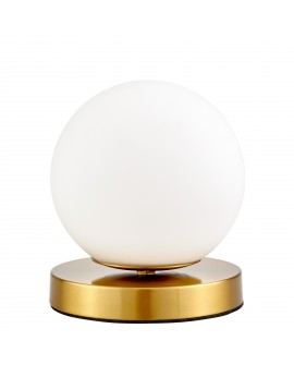 lampa stołowa biurkowa nowoczesna złota szczotkowana biała kula fredica w1 lumina deco - widok główny