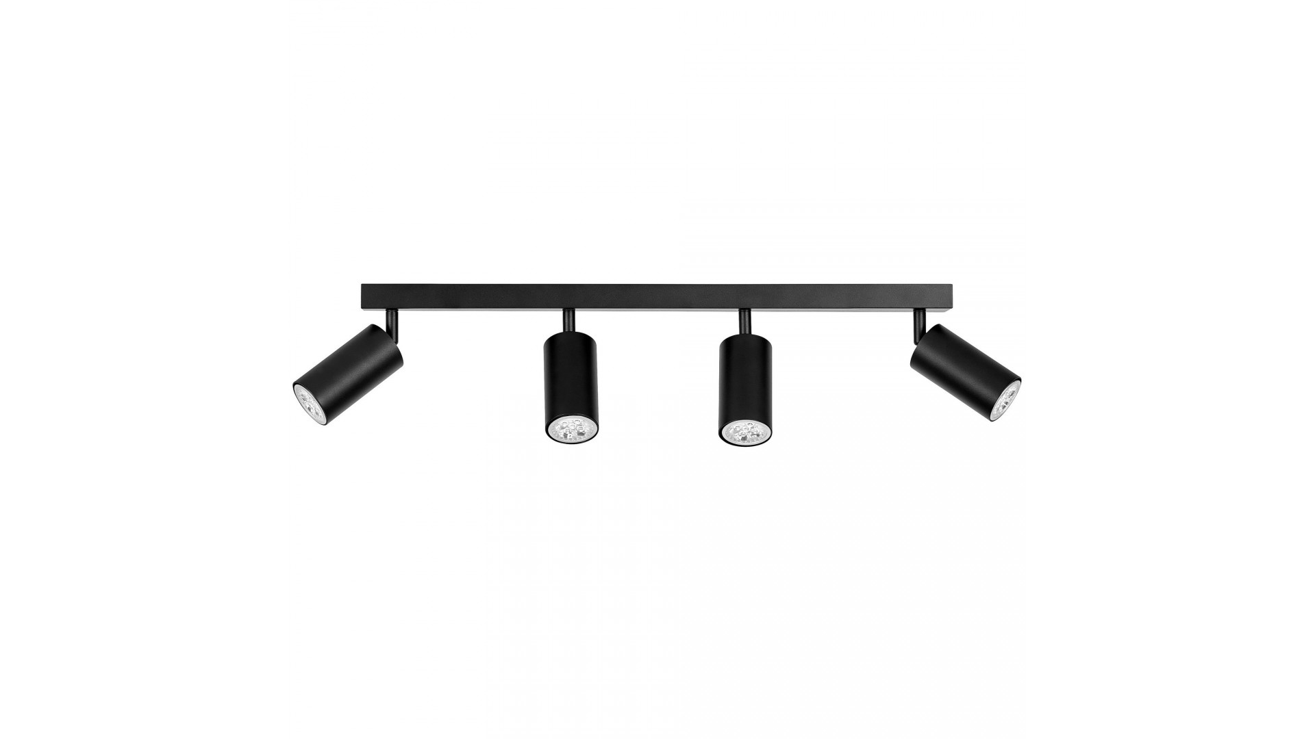 czarna lampa sufitowa spot z czterema regulowanymi tubami na długiej listwie do dużych wnętrz producent lampit model NEO W4
