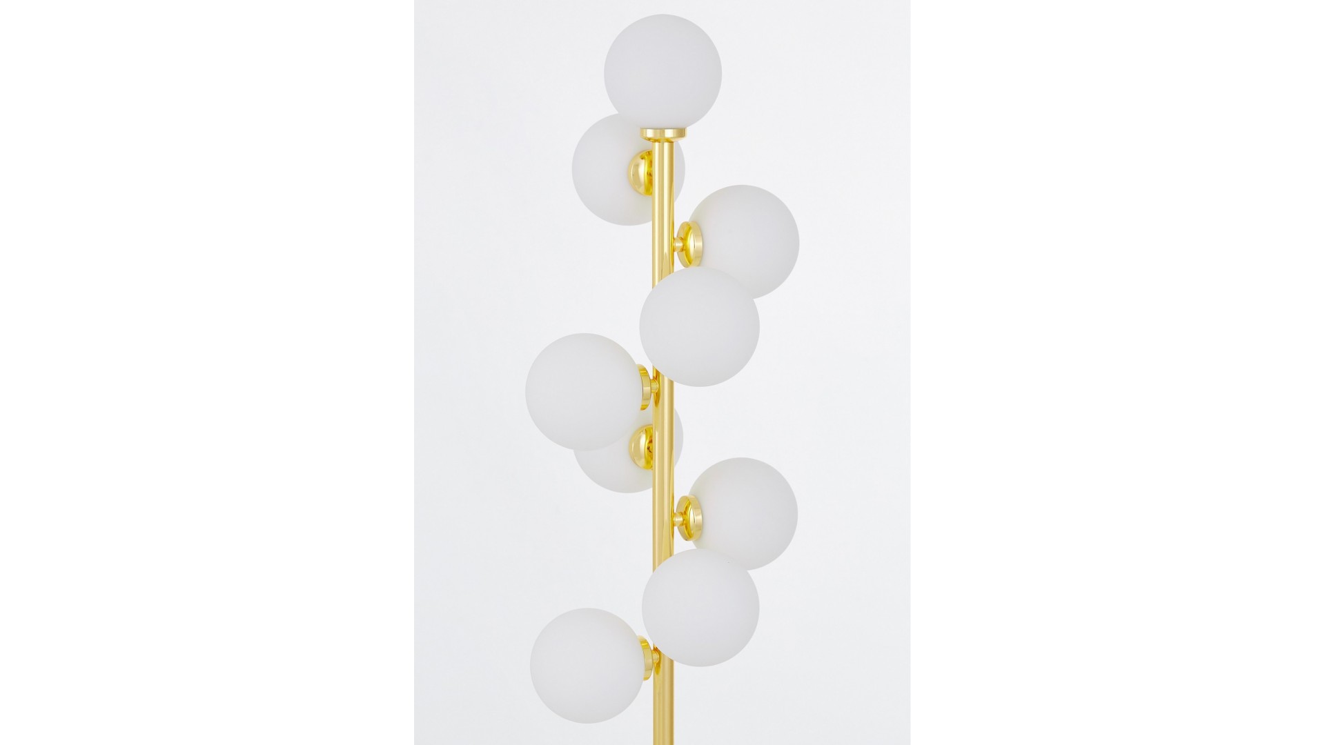 LAMPA STOJĄCA PODŁOGOWA ZŁOTO KLASYCZNE BIAŁE KULE PETRICA 9 LUMINA DECO