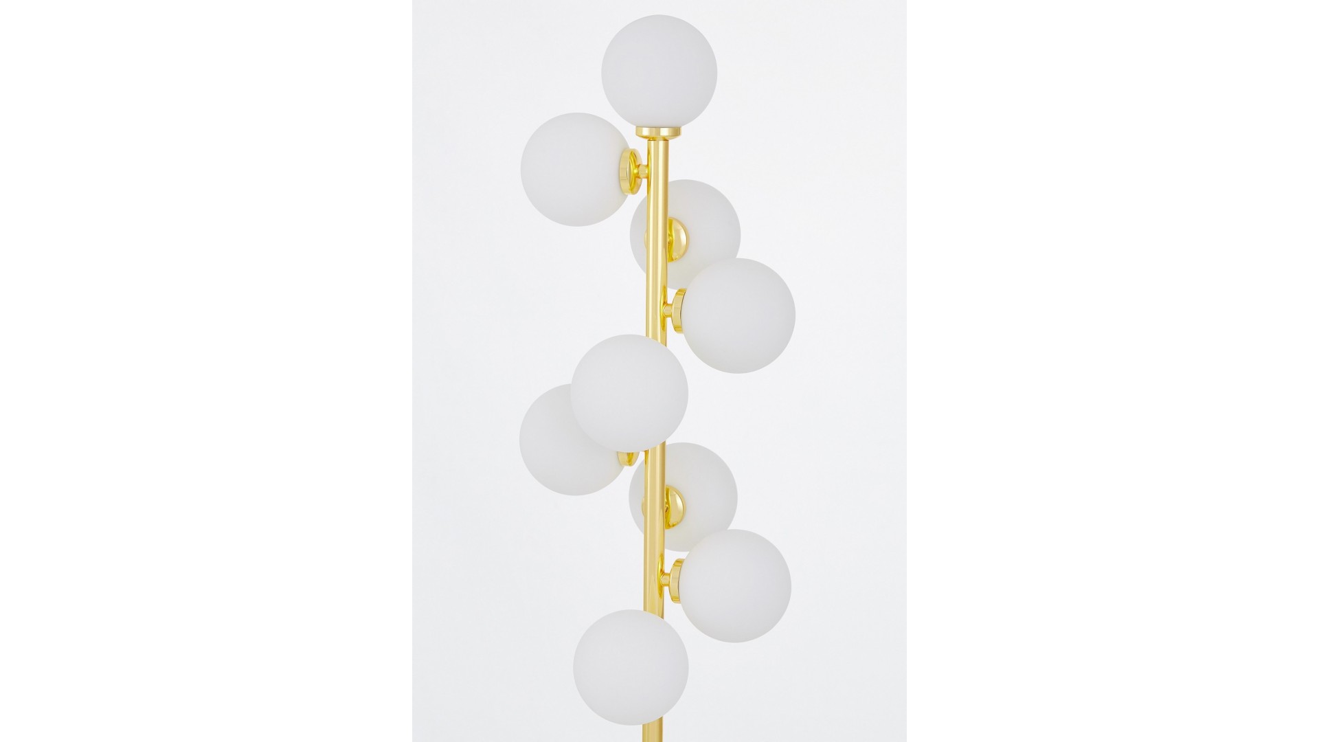 LAMPA STOJĄCA PODŁOGOWA ZŁOTO KLASYCZNE BIAŁE KULE PETRICA 9 LUMINA DECO