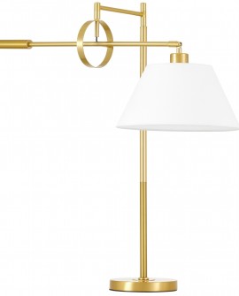 lampa nocna biurkowa złota szczotkowana biała turina lumina deco na białym tle