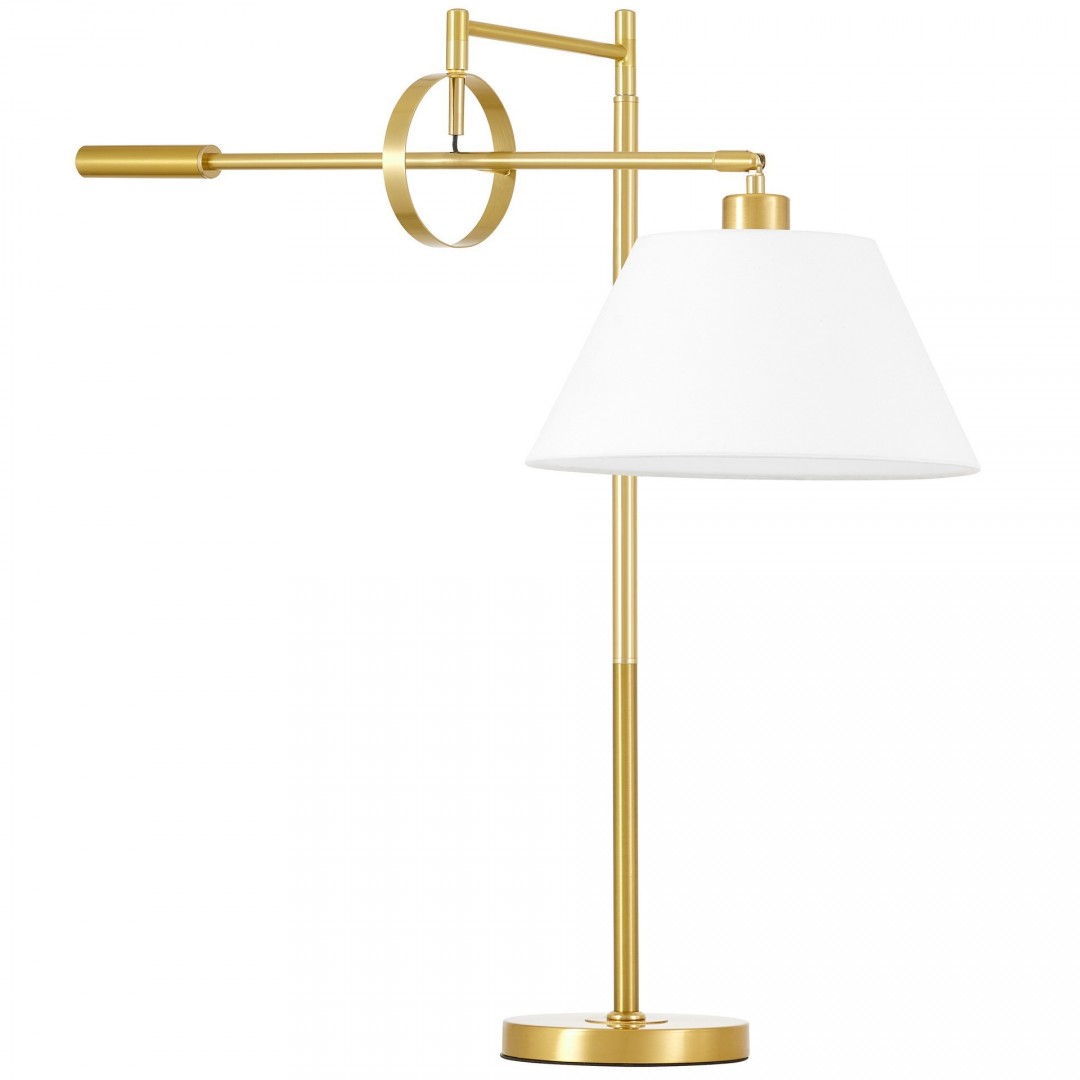 lampa nocna biurkowa złota szczotkowana biała turina lumina deco na białym tle