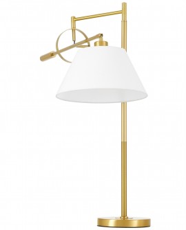 lampa nocna biurkowa złota szczotkowana biała turina lumina deco na białym tle