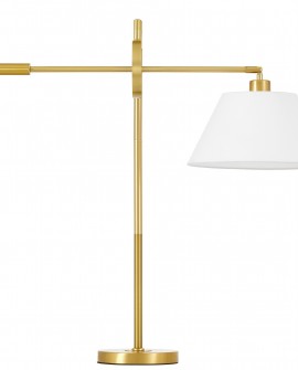 lampa nocna biurkowa złota szczotkowana biała turina lumina deco na białym tle