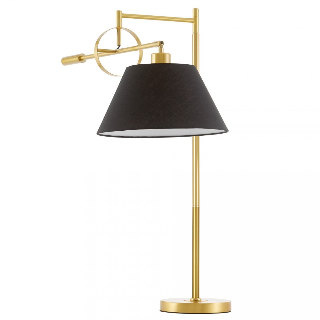 LAMPA NOCNA BIURKOWA ZŁOTO SZCZOTKOWANE CZARNA TURINA LUMINA DECO