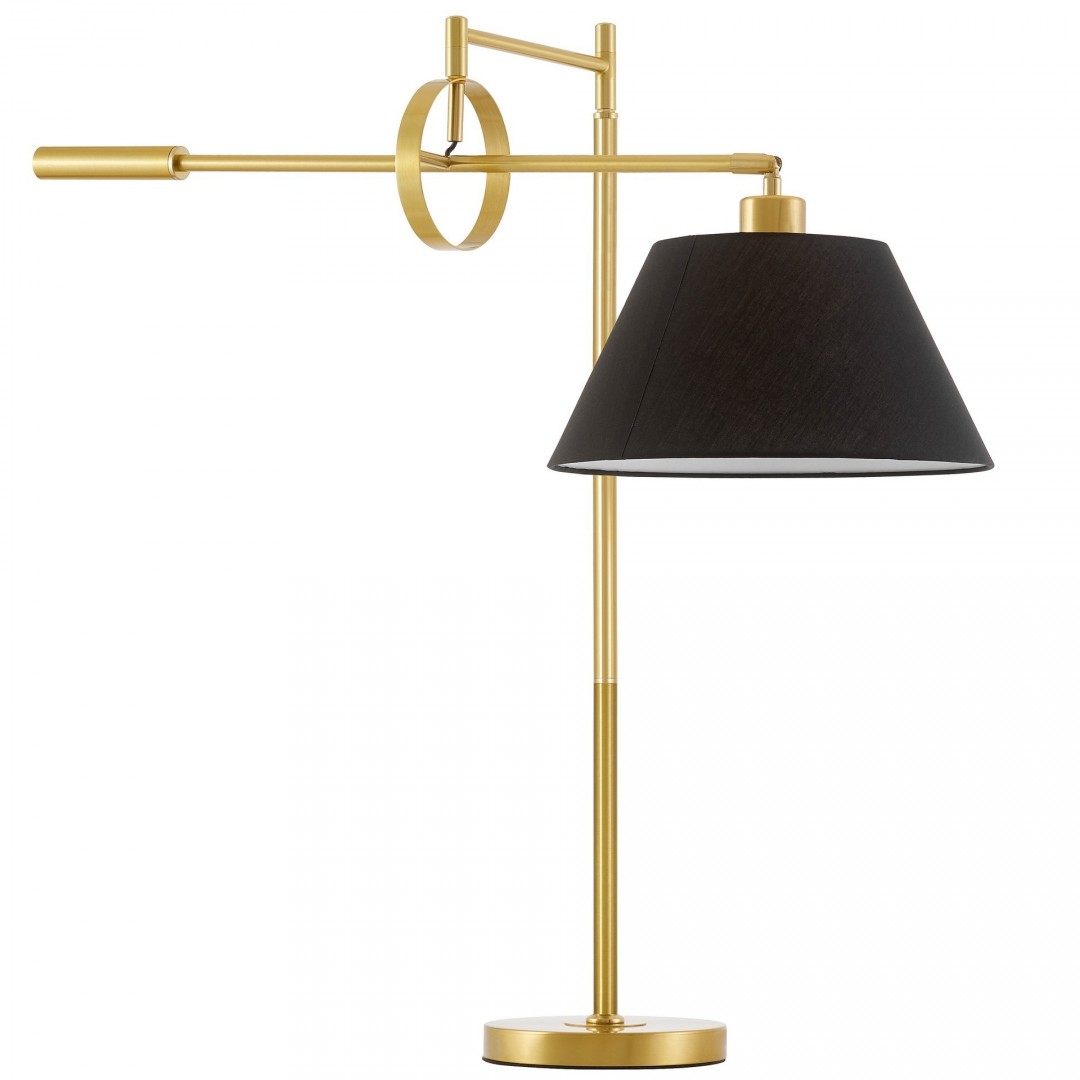 LAMPA NOCNA BIURKOWA ZŁOTO SZCZOTKOWANE CZARNA TURINA LUMINA DECO