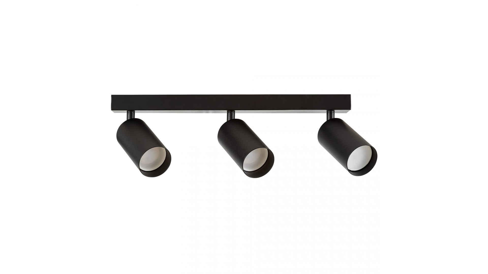 czarna lampa sufitowa spot z trzema regulowanymi tubami na listwie do salonu producent lampit model NEO W3