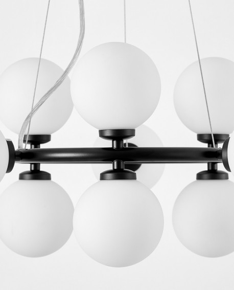 LAMPA WISZĄCA NOWOCZESNA CZARNA BIAŁE KULE MARSIADA 9 LUMINA DECO
