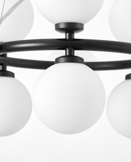 LAMPA WISZĄCA NOWOCZESNA CZARNA BIAŁE KULE MARSIADA 9 LUMINA DECO