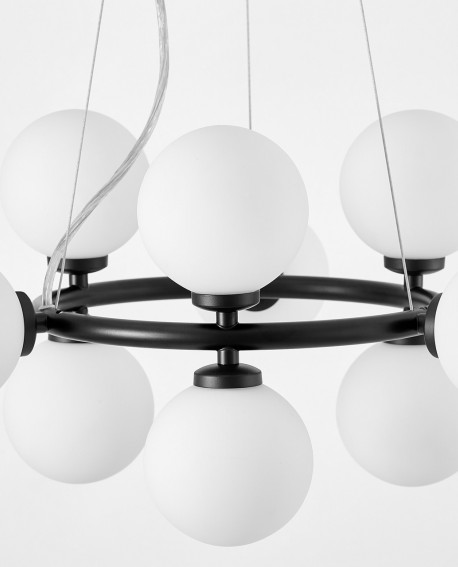LAMPA WISZĄCA NOWOCZESNA CZARNA BIAŁE KULE MARSIADA 9 LUMINA DECO