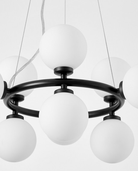 LAMPA WISZĄCA NOWOCZESNA CZARNA BIAŁE KULE MARSIADA 9 LUMINA DECO