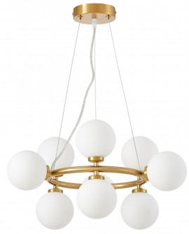 LAMPA WISZĄCA NOWOCZESNA ZŁOTO SZCZOTKOWANE BIAŁE KULE MARSIADA 9