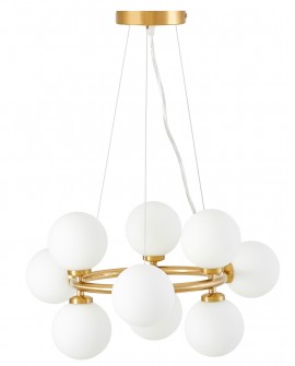 LAMPA WISZĄCA NOWOCZESNA ZŁOTO SZCZOTKOWANE BIAŁE KULE MARSIADA 9 LUMINA DECO