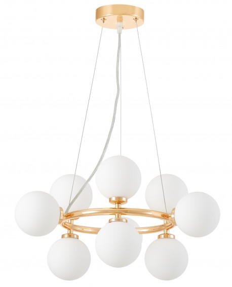 LAMPA WISZĄCA NOWOCZESNA ZŁOTA BIAŁE KULE MARSIADA 9 LUMINA DECO