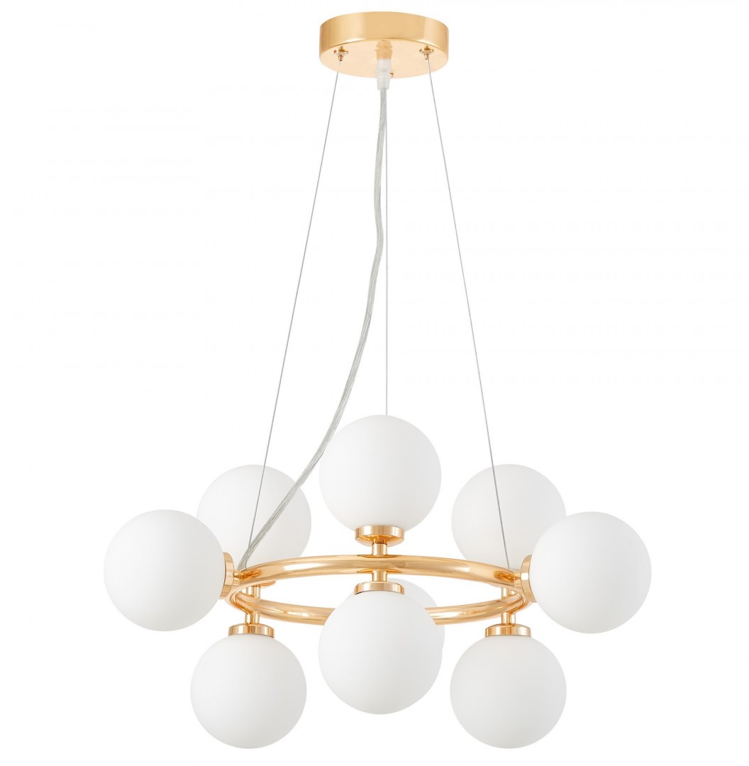 LAMPA WISZĄCA NOWOCZESNA ZŁOTA BIAŁE KULE MARSIADA 9 LUMINA DECO