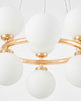 LAMPA WISZĄCA NOWOCZESNA ZŁOTA BIAŁE KULE MARSIADA 9 LUMINA DECO