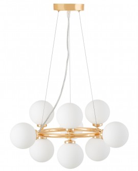 LAMPA WISZĄCA NOWOCZESNA ZŁOTA BIAŁE KULE MARSIADA 9 LUMINA DECO