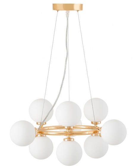 LAMPA WISZĄCA NOWOCZESNA ZŁOTA BIAŁE KULE MARSIADA 9 LUMINA DECO