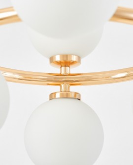 LAMPA WISZĄCA NOWOCZESNA ZŁOTA BIAŁE KULE MARSIADA 9 LUMINA DECO
