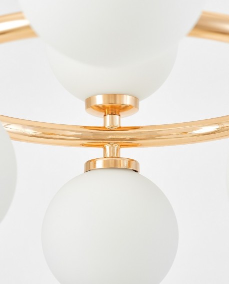 LAMPA WISZĄCA NOWOCZESNA ZŁOTA BIAŁE KULE MARSIADA 9 LUMINA DECO