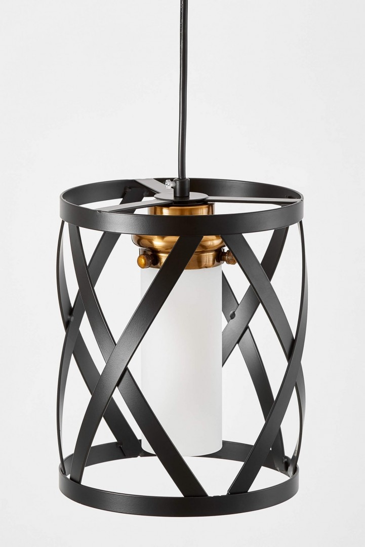 lampa wisząca sufitowa loft czarna ze złotym szczotkowanym środkiem do wnętrz industrialnych od Lumina Deco elegancka Astila W1