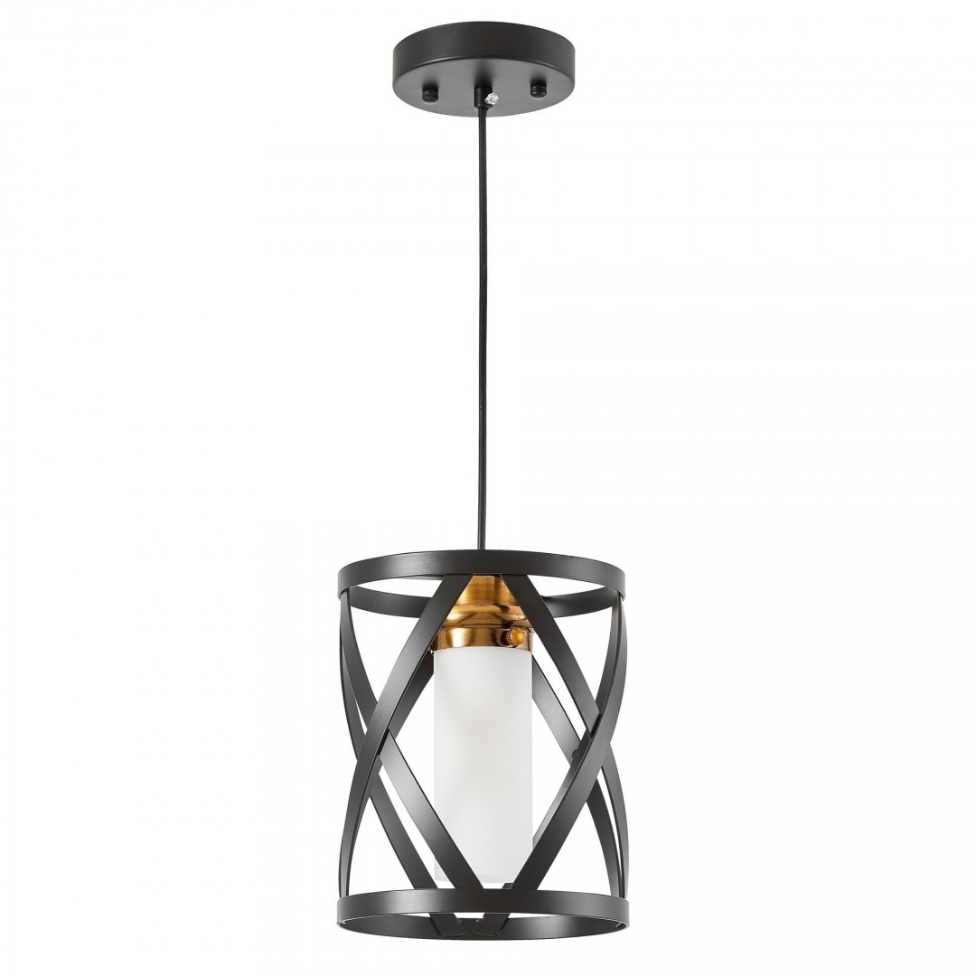 wisząca lampa loft czarna ze złotym szczotkowanym elementem do wnętrz Astila dekoracyjna oprawa sufitowa W1 Lumina Deco