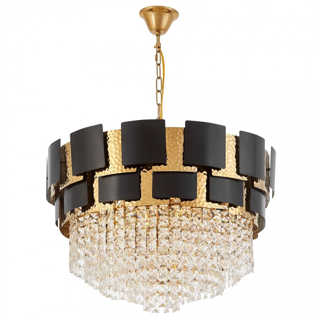 KLASYCZNY ŻYRANDOL KRYSZTAŁOWY CZARNO-ZŁOTY MOLINA D60 LUMINA DECO