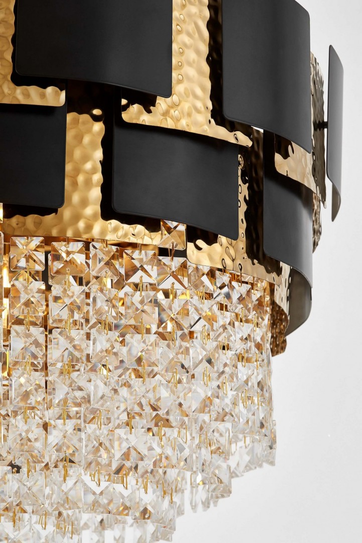 KLASYCZNY ŻYRANDOL KRYSZTAŁOWY CZARNO-ZŁOTY MOLINA D60 LUMINA DECO
