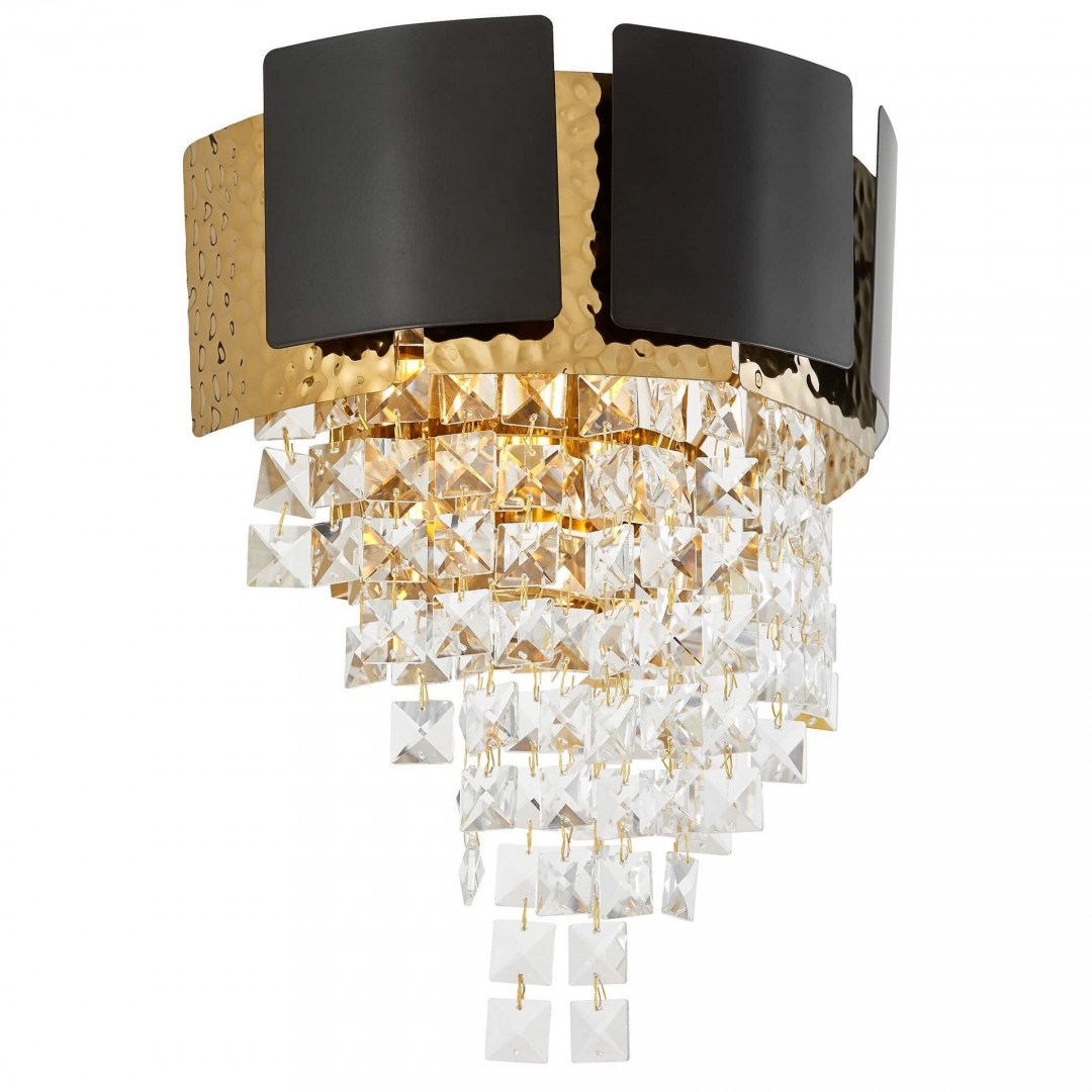 LAMPA ŚCIENNA KINKIET KRYSZTAŁOWY CZARNO-ZŁOTY MOLINA W2