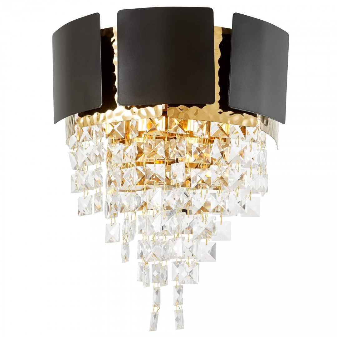 LAMPA ŚCIENNA KINKIET KRYSZTAŁOWY CZARNO-ZŁOTY MOLINA W2
