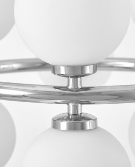 LAMPA WISZĄCA NOWOCZESNA CHROMOWANA BIAŁE KULE MARSIADA 9 LUMINA DECO