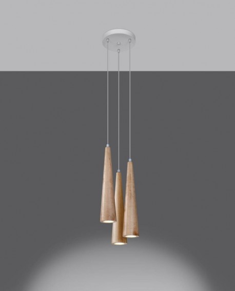 Lampa wisząca SULA 3P naturalne drewno Sollux SL.1101