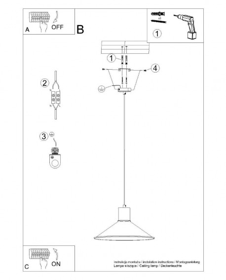 Lampa wisząca JAGA biała Sollux SL.1319