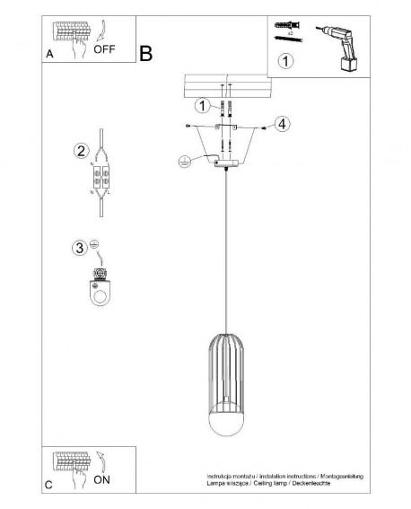 Lampa wisząca BRINA 1 biała Sollux SL.1331