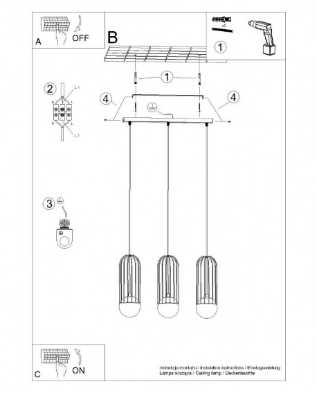 Lampa wisząca BRINA 3L biała Sollux SL.1333