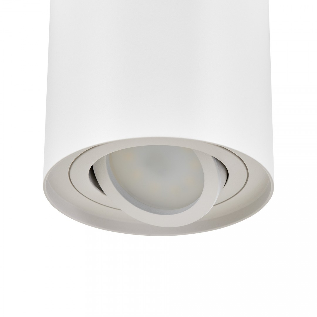 Biała lampa sufitowa LED z regulowanym kloszem – idealna do nowoczesnych wnętrz.