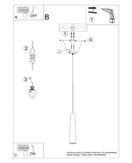 Lampa wisząca ELECTRA beton Sollux SL.1347