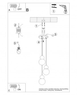 Lampa wisząca PEKKA 3P biała/naturalne drewno Sollux SL.1391