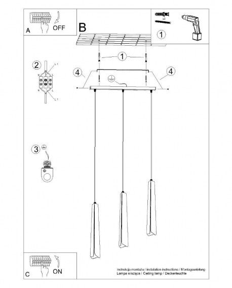 Lampa wisząca PRYSM 3L biała Sollux SL.1399