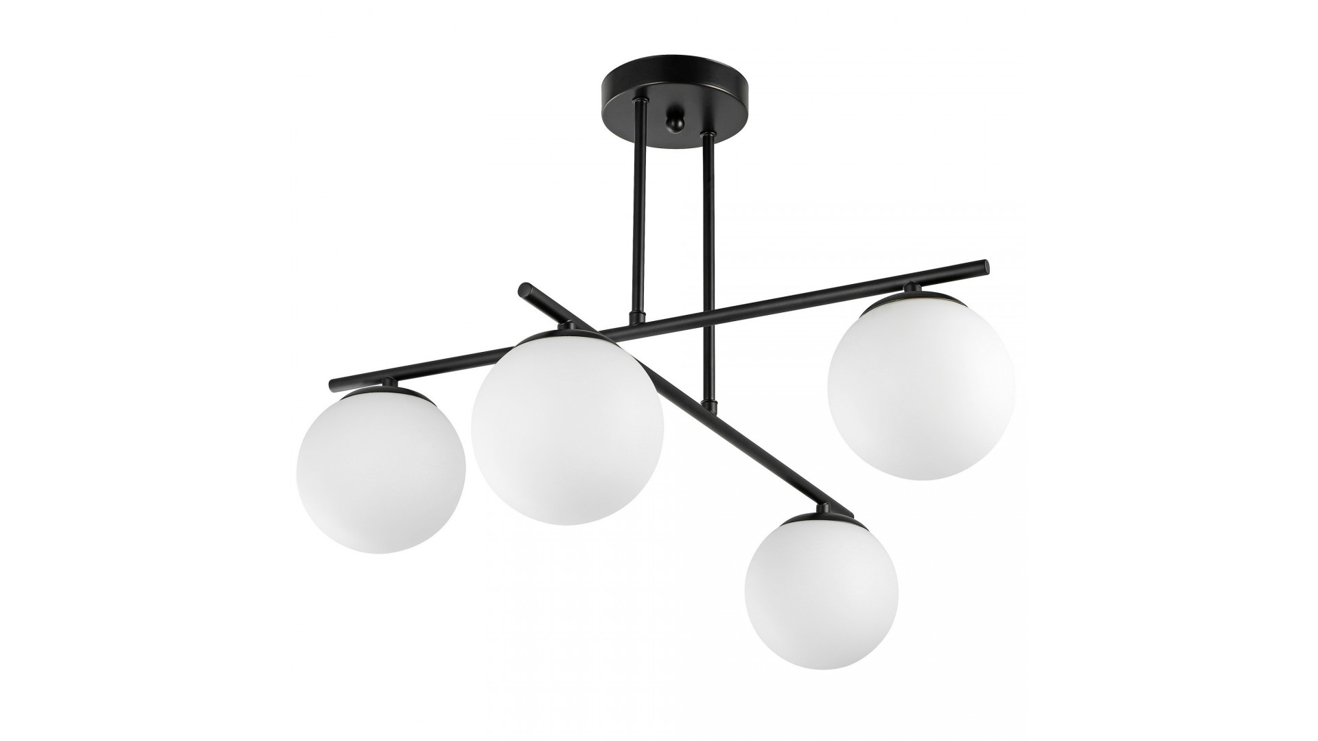 czarna lampa wisząca z czterema kulami od producenta Lampit w odsłonie Ledo idealna do oświetlenia nowoczesnego salonu