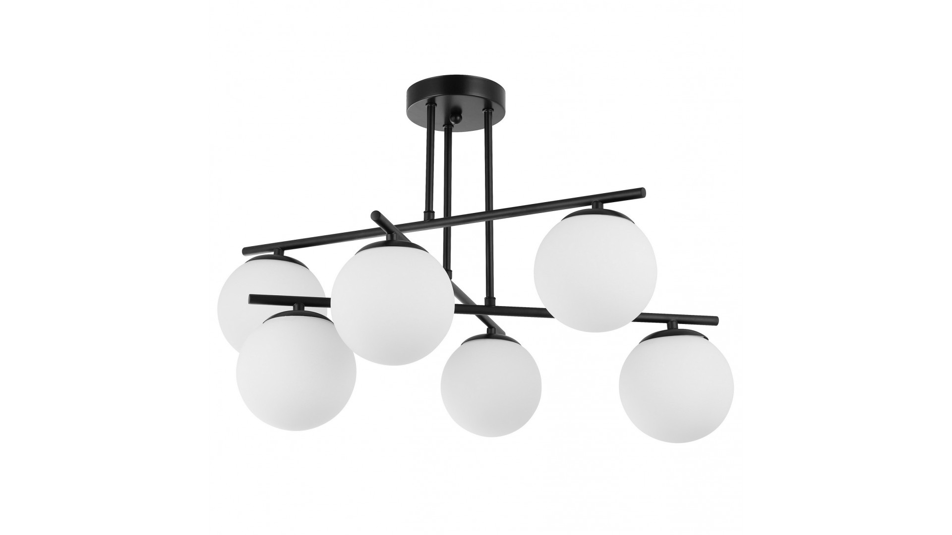 czarna lampa sufitowa z sześcioma kulami Ledo 6 od producenta Lampit idealna do oświetlenia salonu lub dużej jadalni