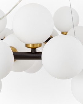 LAMPA WISZĄCA NOWOCZESNA CZARNO-ZŁOTA SZCZOTKOWANA BIAŁE KULE MARSIADA 40 LUMINA DECO
