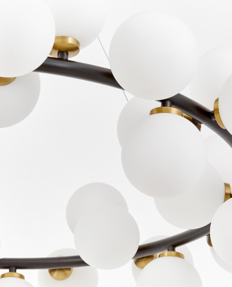 LAMPA WISZĄCA NOWOCZESNA CZARNO-MOSIĘŻNA BIAŁE KULE MARSIADA 40 LUMINA DECO