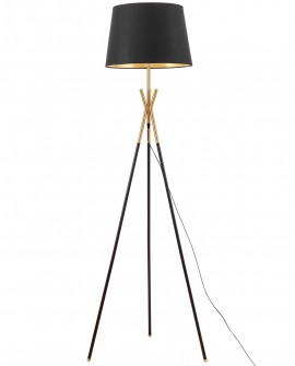 LAMPA STOJĄCA PODŁOGOWA CZARNO-ZŁOTA SZCZOTKOWANA MERINO