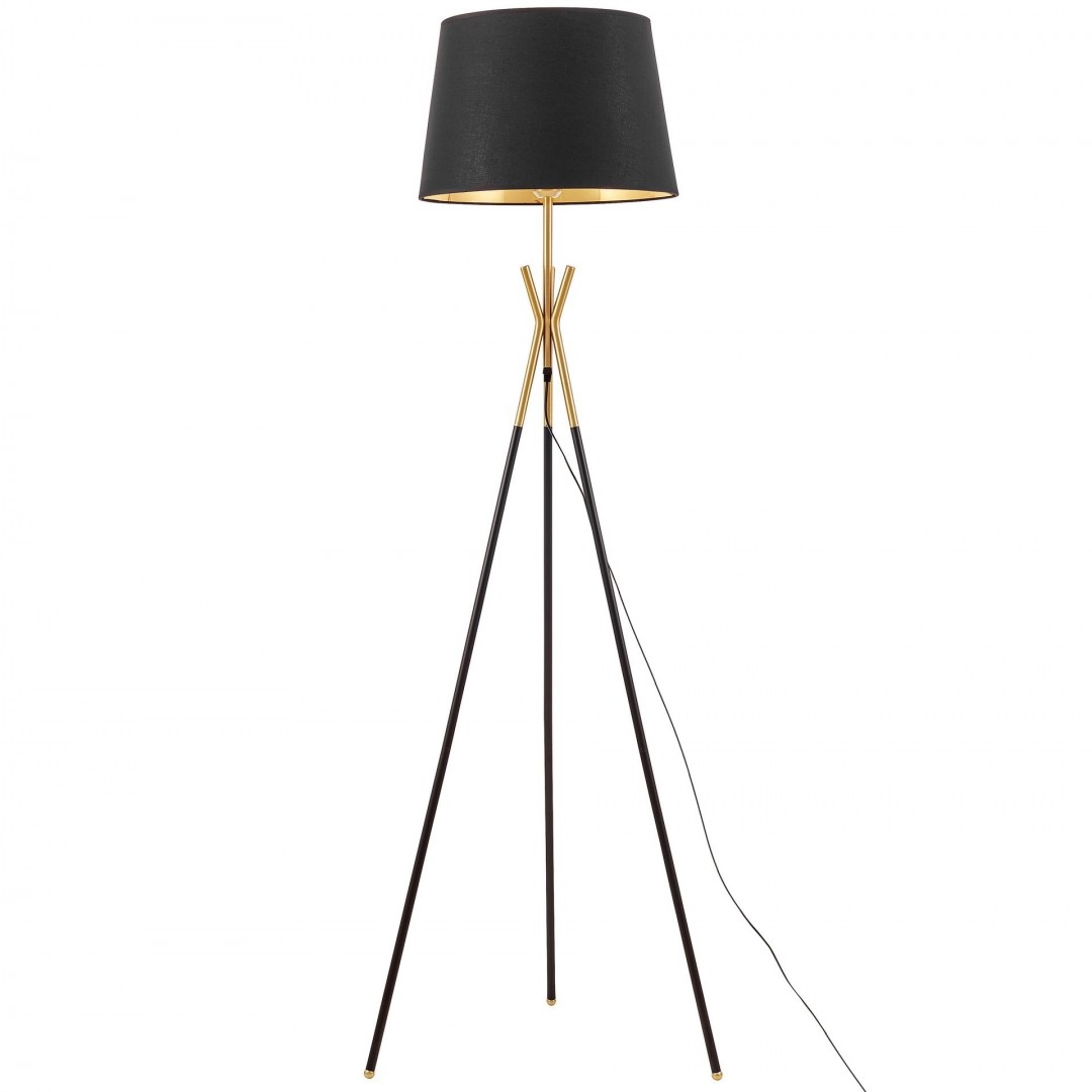 LAMPA STOJĄCA PODŁOGOWA CZARNO-ZŁOTA SZCZOTKOWANA MERINO LUMINA DECO