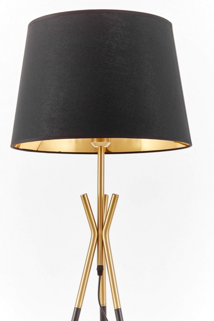 LAMPA STOJĄCA PODŁOGOWA CZARNO-ZŁOTA SZCZOTKOWANA MERINO LUMINA DECO